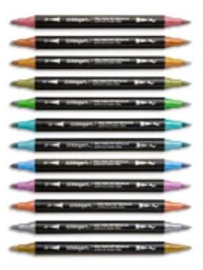 Kingart PRO Twin-Tip™ Acrylic Paint Pens - 24 Metallic Colors (488-24)